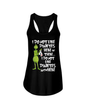 Load image into Gallery viewer, Grinch Funny Quote Don't Like Diabetes Christmas Tee Ladies Flowy Tank