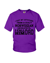 Load image into Gallery viewer, Attitude From Crazy Norwegian Dad Norway Love T-Shirt For Dad Youth Tee