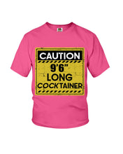 Load image into Gallery viewer, Caution 9&#39;6&#39;&#39; Long Cocktainer Black T-Shirt Youth Tee