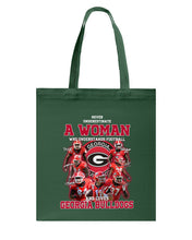 Load image into Gallery viewer, A Woman Loves Georgia Bulldogs Custom Tee Basketweave Tote Bag