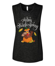 Load image into Gallery viewer, Happy Thanksgiving Funny Design Tshirt Ladies Flowy Tank