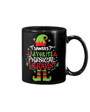 Load image into Gallery viewer, Santa's Favorite Physical Therapist Black T-Shirt Mug
