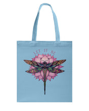 Load image into Gallery viewer, Let It Be Dragonfly Lotus Basketweave Tote Bag