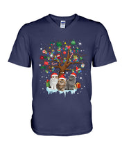 Load image into Gallery viewer, Christmas Tree Cat Lovers Cute Funny T-Shirt Guys V-Neck