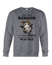 Load image into Gallery viewer, My Inner Heifer Doesn&#39;t Play Nice Funny Quote T-Shirt Sweatshirt