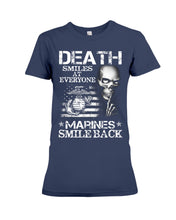 Load image into Gallery viewer, Death Smiles At Every Marines Smile Back Ladies Tee