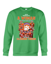 Load image into Gallery viewer, A Woman Loves Clemson Tigers Gift For Fans T-Shirt Sweatshirt