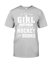 Load image into Gallery viewer, Girl Who Loves Hockey And Books Quote Name T-Shirt Ladies Flowy Tank