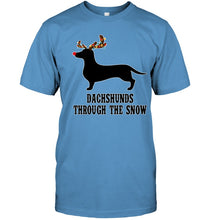 Load image into Gallery viewer, Dachshund Reindeer Through The Snow Christmas Gift Shirt Guys Tee