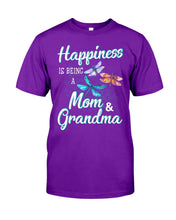 Load image into Gallery viewer, Happiness Is Being A Mom &amp; Grandma Black T-Shirt Guys Tee