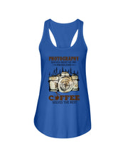 Load image into Gallery viewer, Solve Most Problems Camera Map Photography T-Shirt Ladies Flowy Tank