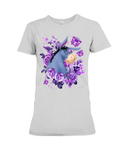 Load image into Gallery viewer, Donkey Loves Purple Flowers Custom T-Shirt Ladies Tee