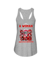 Load image into Gallery viewer, Woman Loves Ohio States Buckeyes American Football Ncaa 2019 T-Shirt Ladies Flowy Tank