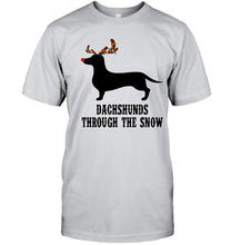 Load image into Gallery viewer, Dachshund Reindeer Through The Snow Christmas Gift Shirt Guys Tee