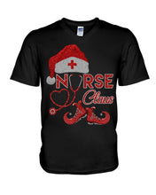 Load image into Gallery viewer, Merry Christmas Nurse Claus Black T-Shirt Guys V-Neck