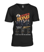 Load image into Gallery viewer, James Bond Anniversary Autograph 1962-2020 T-Shirt Guys V-Neck