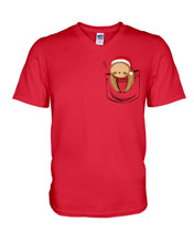 Load image into Gallery viewer, Pocket Slothmas Christmas Gift Funny T-Shirt Guys V-Neck