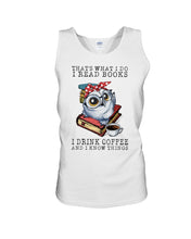 Load image into Gallery viewer, Cute Owl Read Books And Drink Coffee Funny T-Shirt Unisex Tank Top