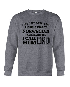 Attitude From Crazy Norwegian Dad Norway Love T-Shirt For Dad Sweatshirt