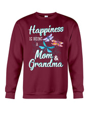 Load image into Gallery viewer, Happiness Is Being A Mom &amp; Grandma Black T-Shirt Sweatshirt