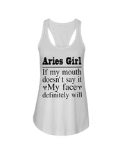 Load image into Gallery viewer, Zodiac- Aries Girl If My Mouth Doesn't Say It Ladies Flowy Tank
