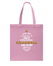 Load image into Gallery viewer, Finnish Crazy Grandma Gift For Grandma Family Basketweave Tote Bag