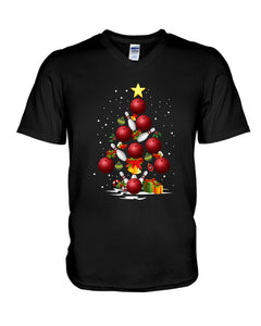 Bowling   Bowling Christmas Tree Christmas T-Shirt Guys V-Neck