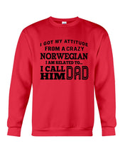 Load image into Gallery viewer, Attitude From Crazy Norwegian Dad Norway Love T-Shirt For Dad Sweatshirt