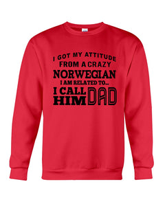 Attitude From Crazy Norwegian Dad Norway Love T-Shirt For Dad Sweatshirt