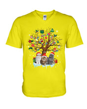 Load image into Gallery viewer, Christmas Tree Cat Lovers Cute Funny T-Shirt Guys V-Neck