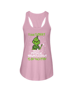 Funny Grinch Quote Physical Therapist On Vacation Christmas Tee Ladies Flowy Tank