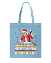 Load image into Gallery viewer, Merry Mixmas - Santa Claus Dj Funny Christmas Gift Basketweave Tote Bag
