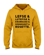 Load image into Gallery viewer, Lefse Lutefisk Krumkake Quote T-Shirt Gift Hoodie