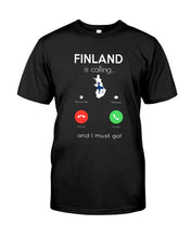 Load image into Gallery viewer, Finland Is Calling Funny Elf Christmas T-Shirt Guys V-Neck