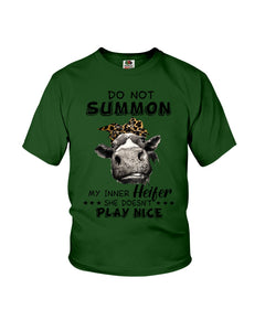 My Inner Heifer Doesn't Play Nice Funny Quote T-Shirt Youth Tee