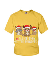 Load image into Gallery viewer, Merry Ottermas All Of The Otter Reindeer Black T-Shirt Youth Tee