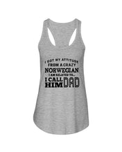 Load image into Gallery viewer, Attitude From Crazy Norwegian Dad Norway Love T-Shirt For Dad Ladies Flowy Tank