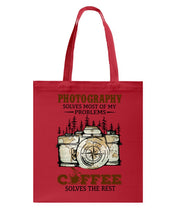 Load image into Gallery viewer, Solve Most Problems Camera Map Photography T-Shirt Basketweave Tote Bag