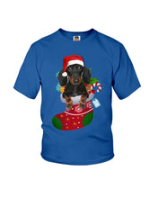 Load image into Gallery viewer, Dachshund In A Sock Christmas Cute Gift For Dachshunds Lovers Youth Tee