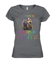 Load image into Gallery viewer, 24 Years Of Coldplay Black T-Shirt Ladies V-Neck