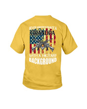 Load image into Gallery viewer, Never Underestimate A Grandpa Black T-Shirt Youth Tee