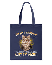 Load image into Gallery viewer, Cat Lovers T-Shirt Not Arguing Just Explaining Basketweave Tote Bag