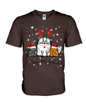 Load image into Gallery viewer, Merry Fluffmas Cute Cats Gift For Cat Lovers Guys V-Neck