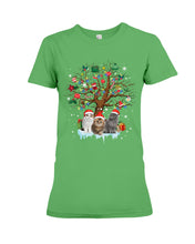 Load image into Gallery viewer, Christmas Tree Cat Lovers Cute Funny T-Shirt Ladies Tee