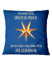 Load image into Gallery viewer, Christmas Star Swedish Julstarnor Black T-Shirt Pillow Cover