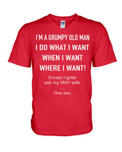 Load image into Gallery viewer, Grumpy Old Man May Wife Black Quote T-Shirt Guys V-Neck