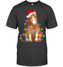 Load image into Gallery viewer, Horse Lights Christmas Gift Guys Tee