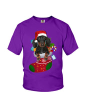 Load image into Gallery viewer, Dachshund In A Sock Christmas Cute Gift For Dachshunds Lovers Youth Tee