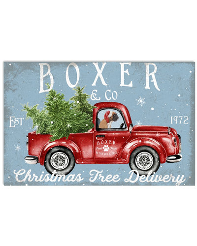 Boxer Dog On Christmas Truck Horizontal Poster Vertical Poster