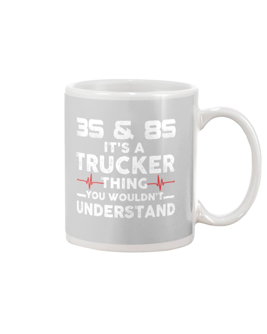 3S And 8S Trucker Lovers Black T-Shirt Mug